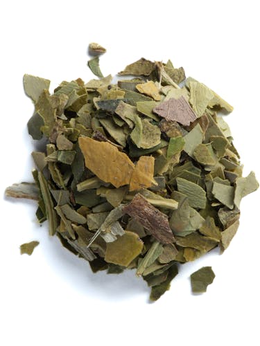 Leaves of yerba mate in bulk.