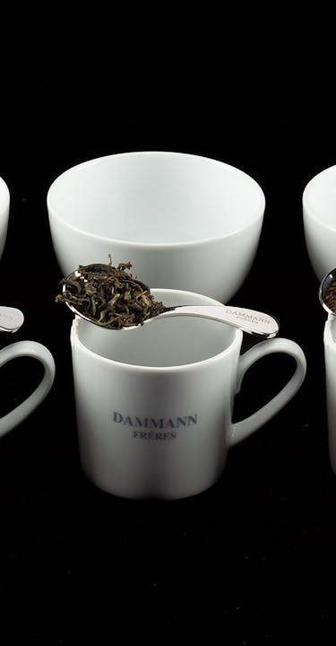 Alignment of three tasting tea set.