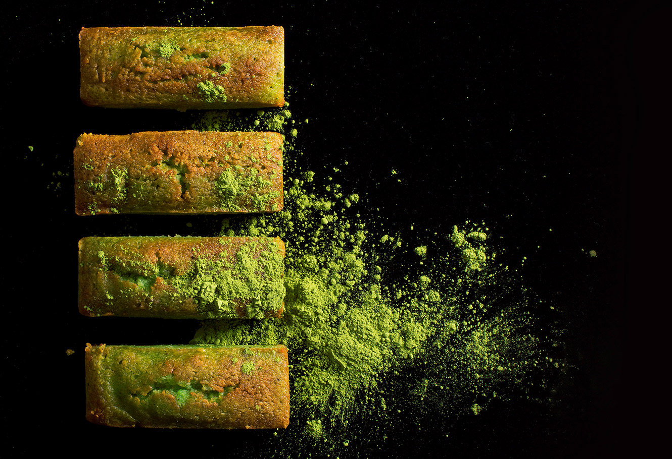 Financiers au thé vert matcha.