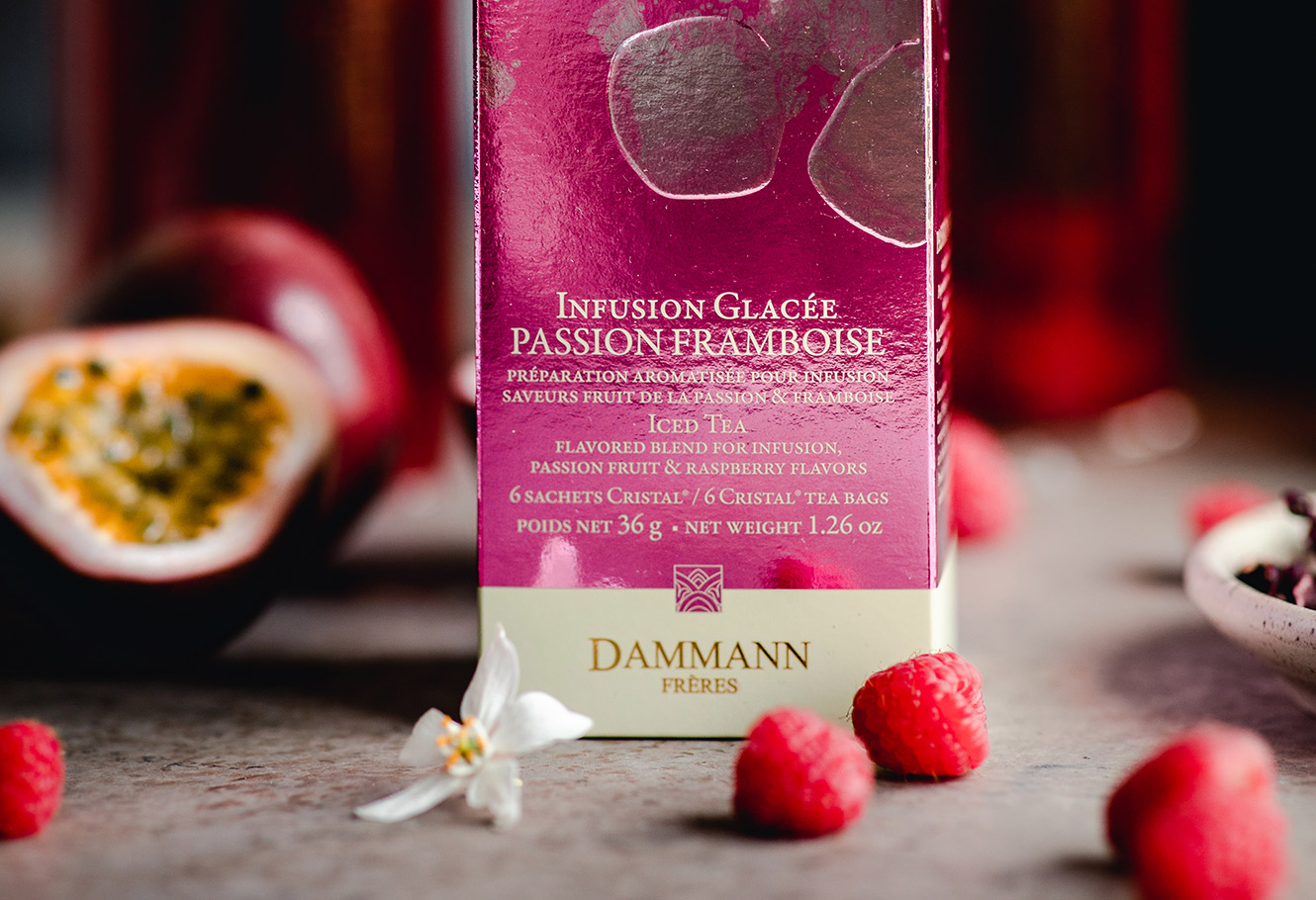 Boîte de sachets d'infusion glacée "Passion Framboise" DAMMANN Frères.