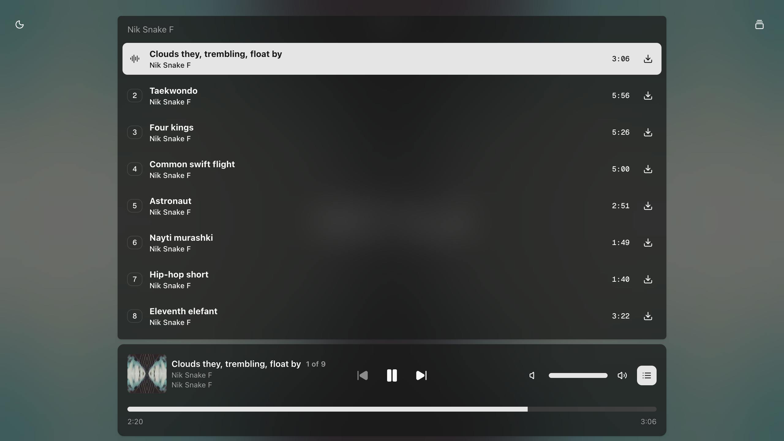 AH Track Listing Dark