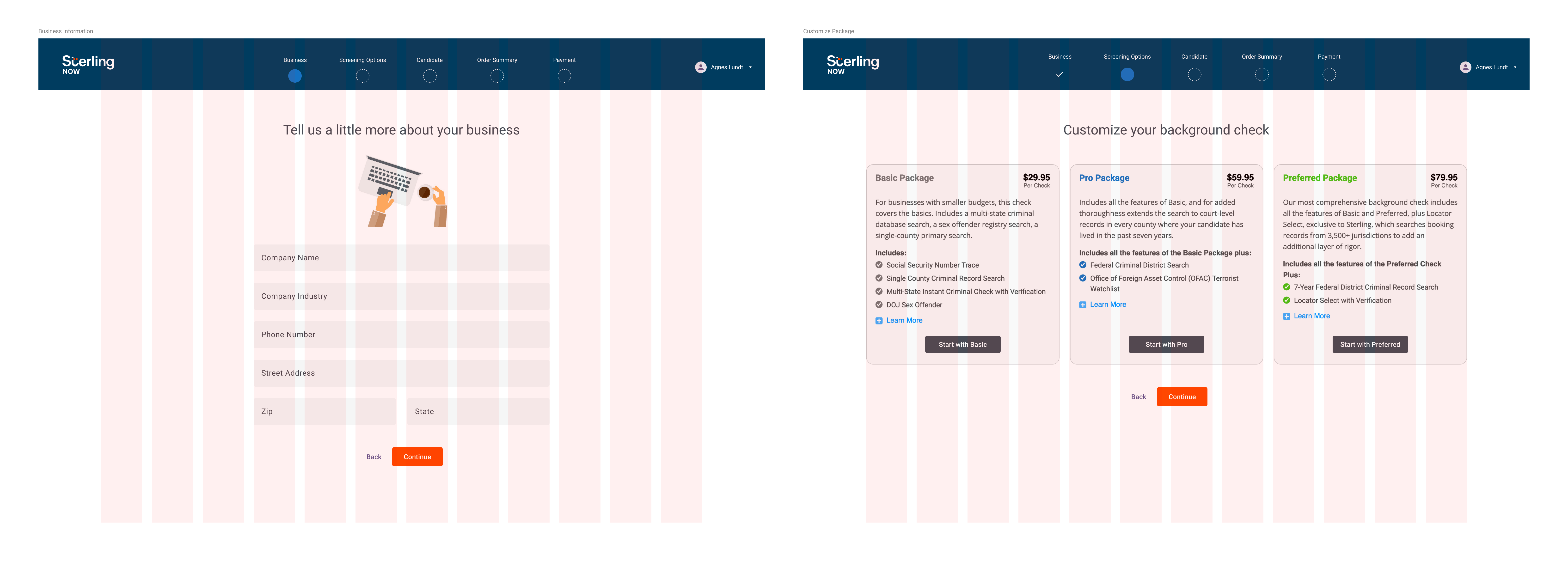 Two mockups of SterlingNOW.