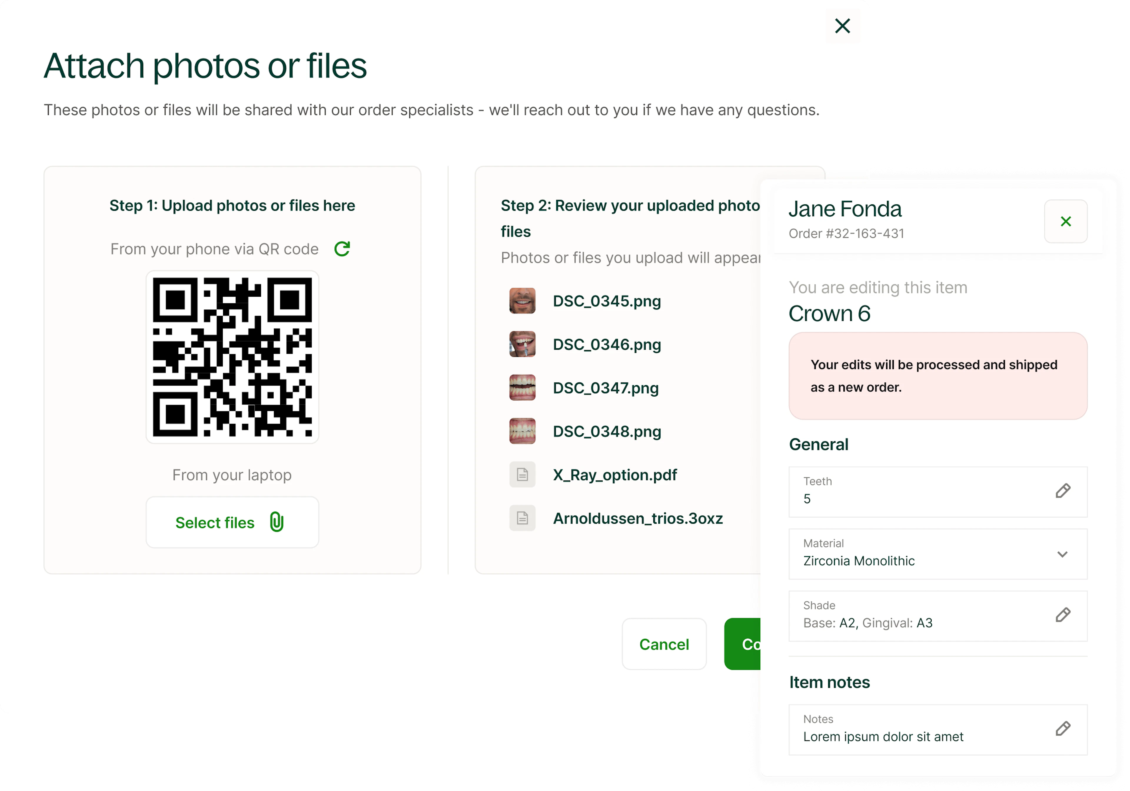 Order lab work with digital prescriptions.