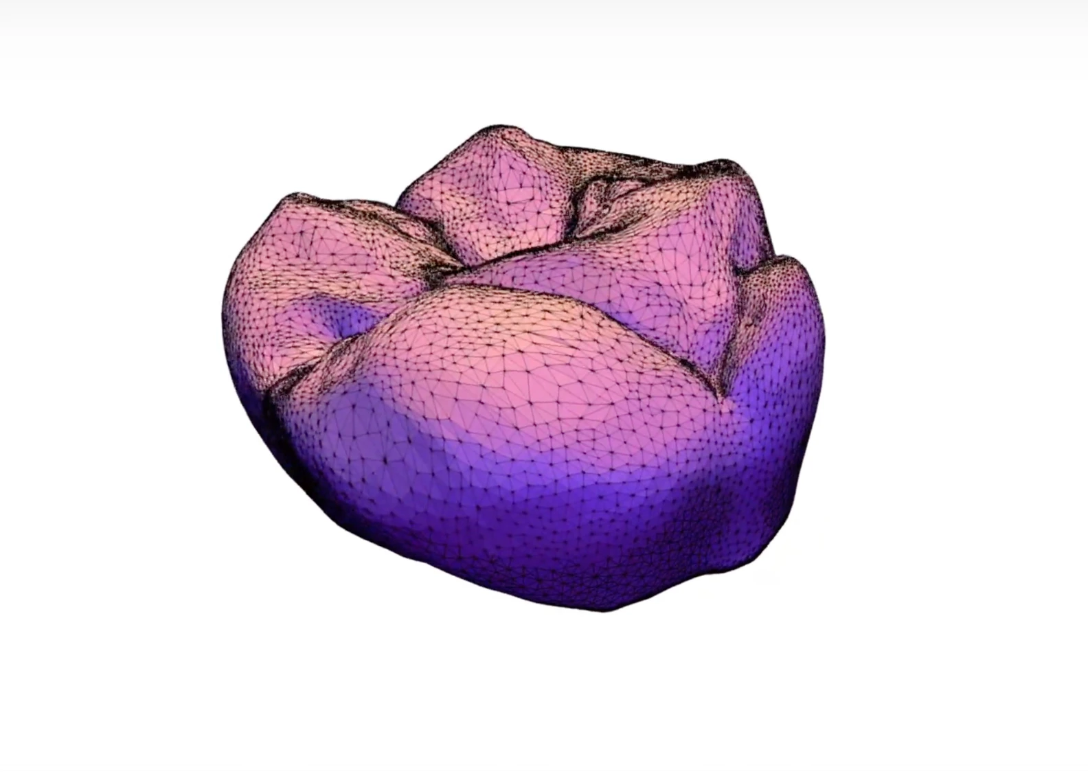 3D wireframe mesh render of a crown design