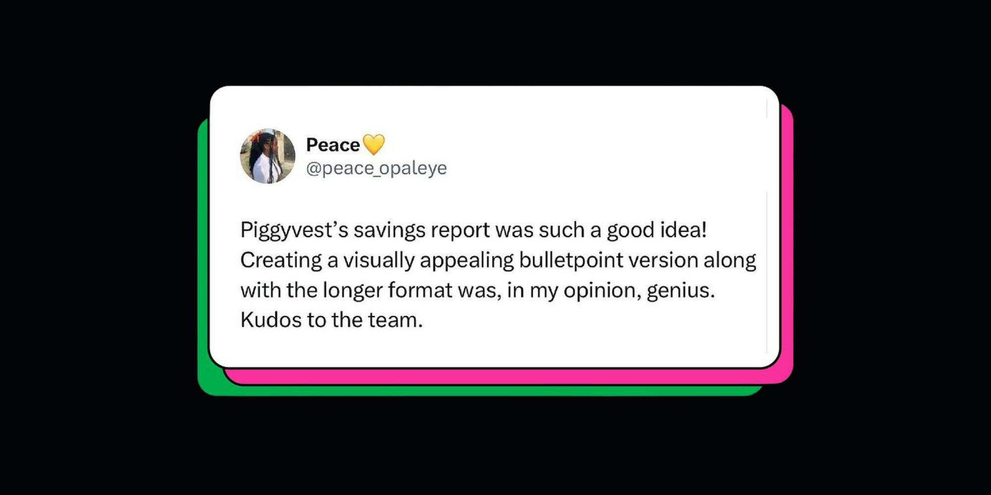 Feedback from a reader of the PiggyVest Savings Report 2023