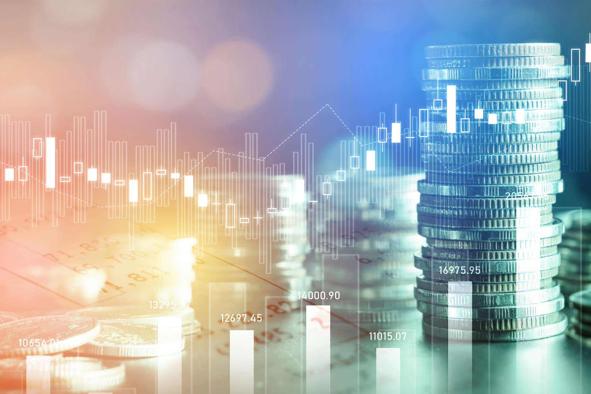 Money and graphs depicting finance