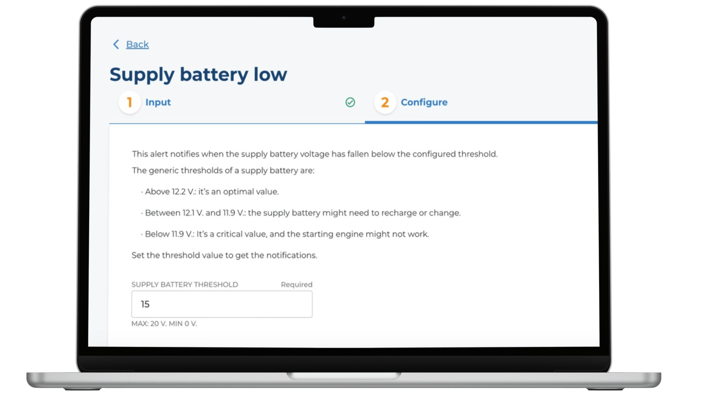 Supply battery low link