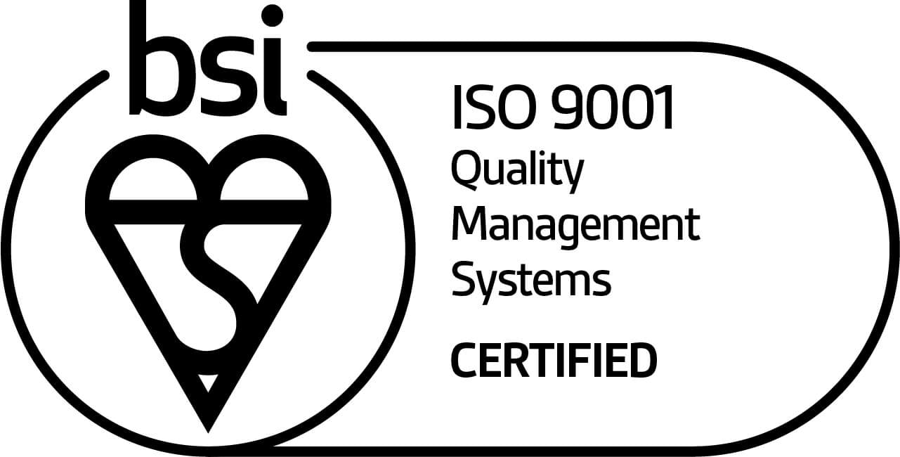 British Standards Institute (BSI) certification mark for ISO 9001.