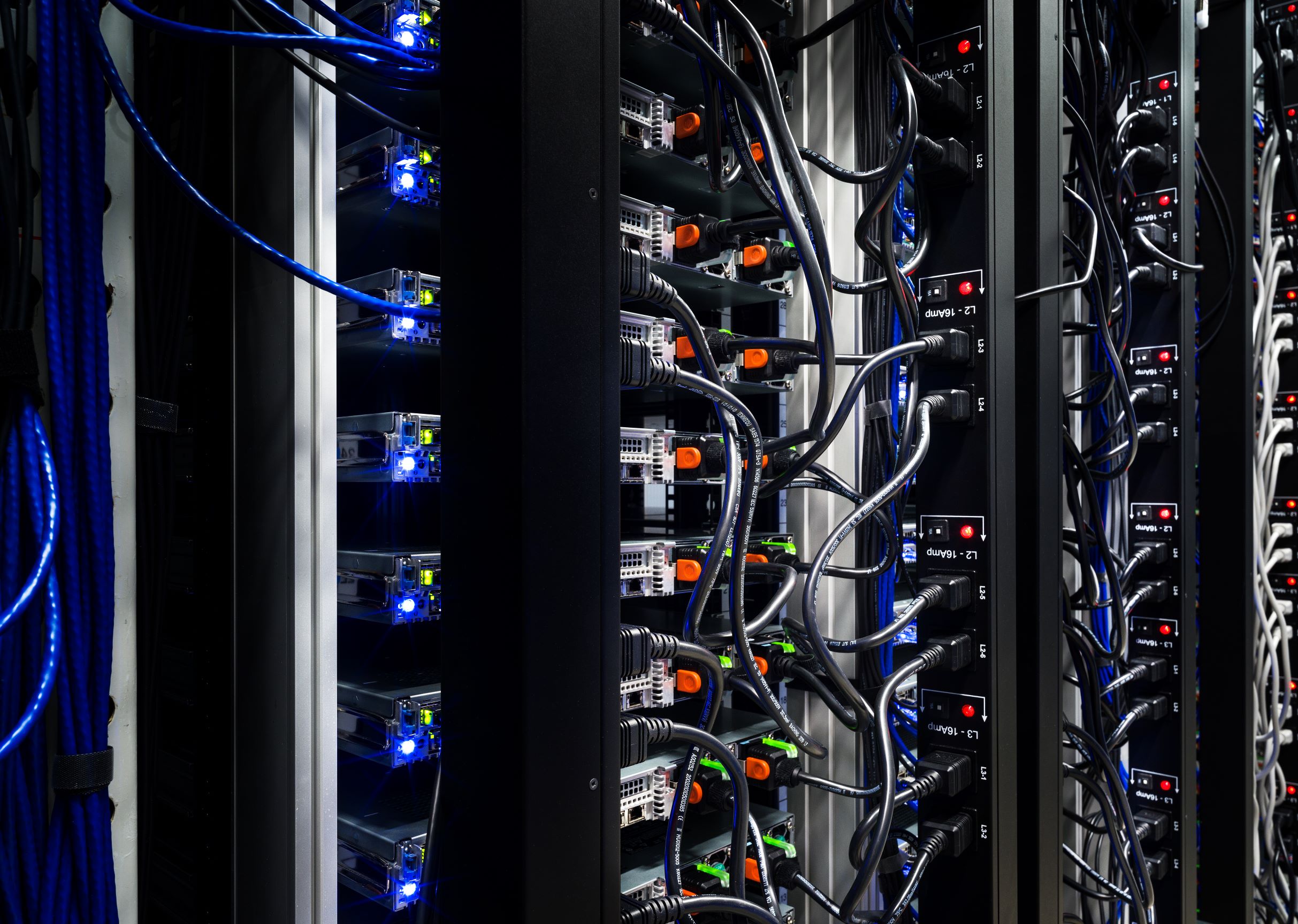 Close up of data center wiring in Iceland