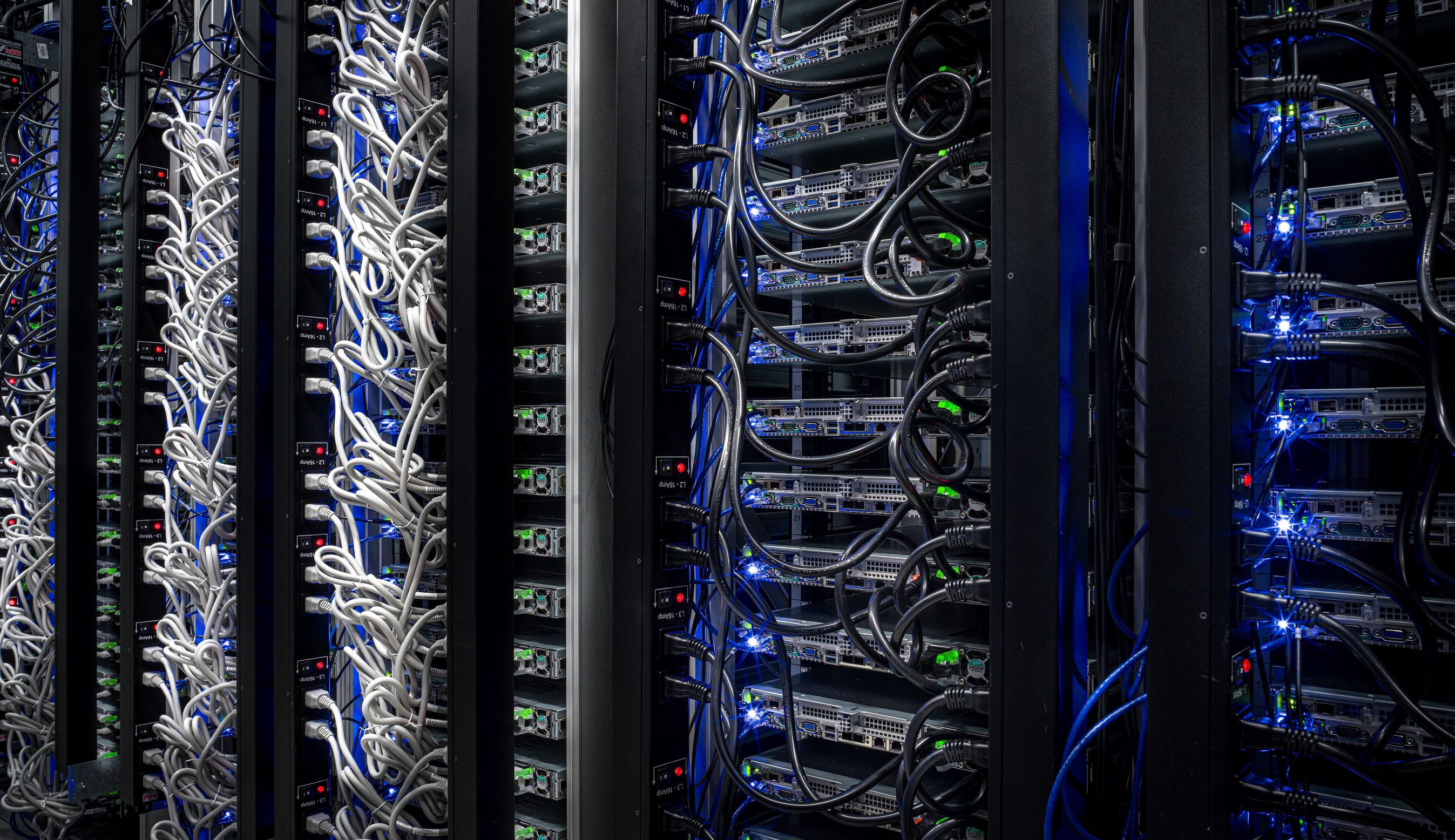 Close up of data center wiring in Iceland