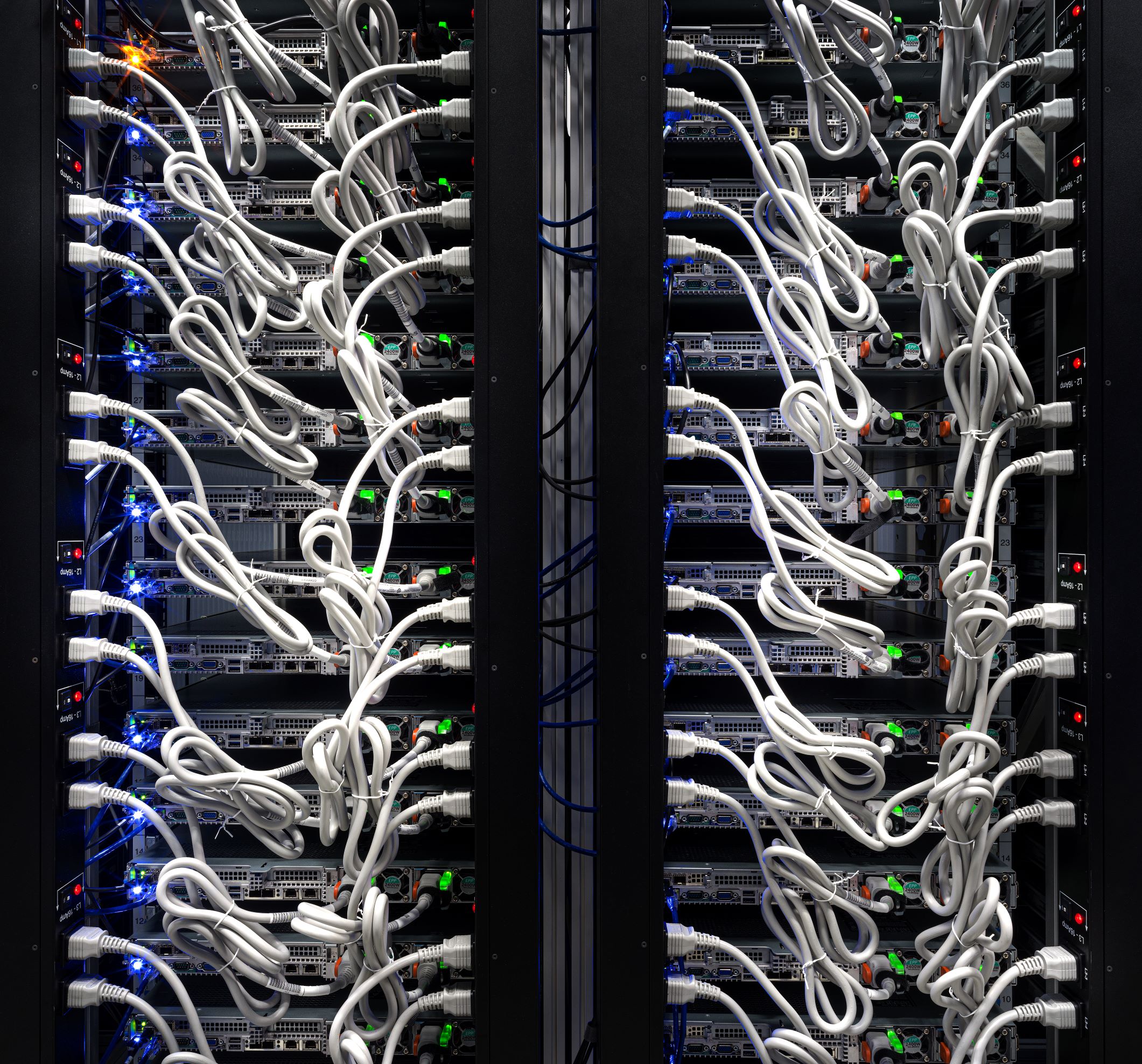 Close up of data center wiring in Iceland
