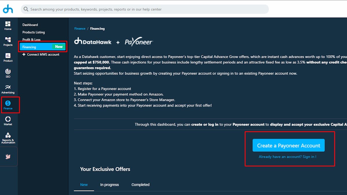 Getting started using Payoneer x DataHawk