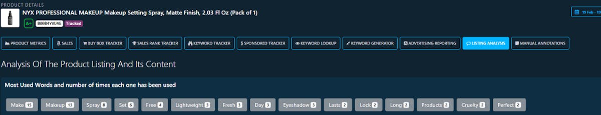 DataHawk Amazon product listings analysis tool