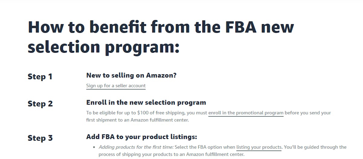 FBA NEW SELECTION PROGRAM