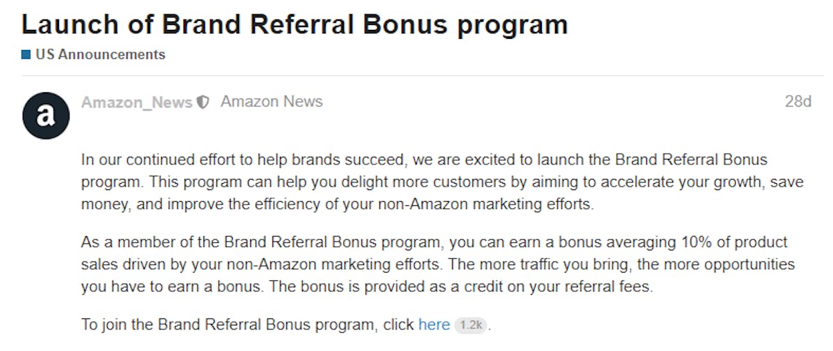 Amazon Brand Referral Program