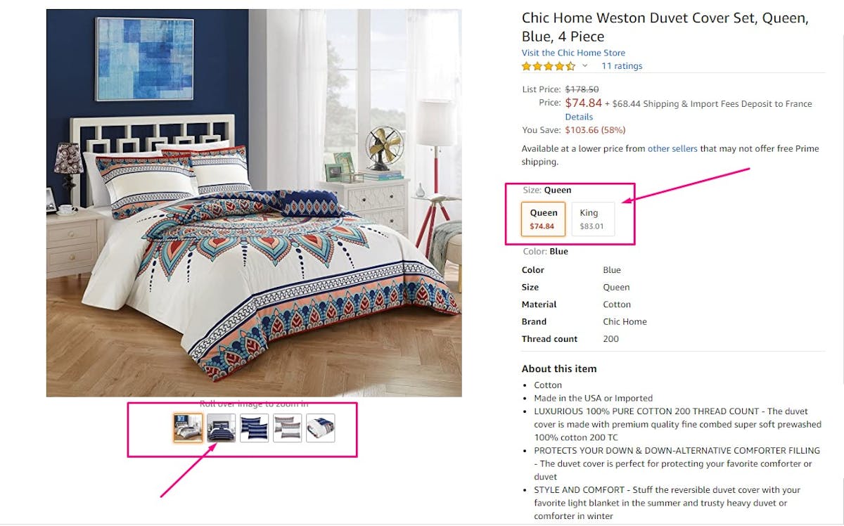 Amazon listing variations