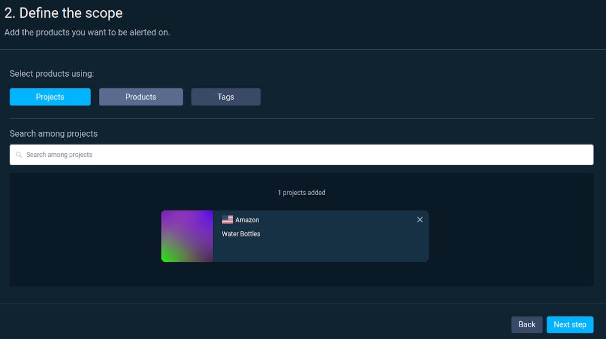 Define the scope of your Amazon alert project