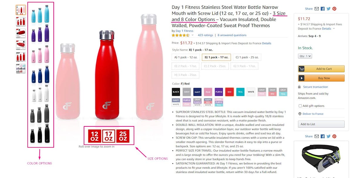 Amazon listing variations