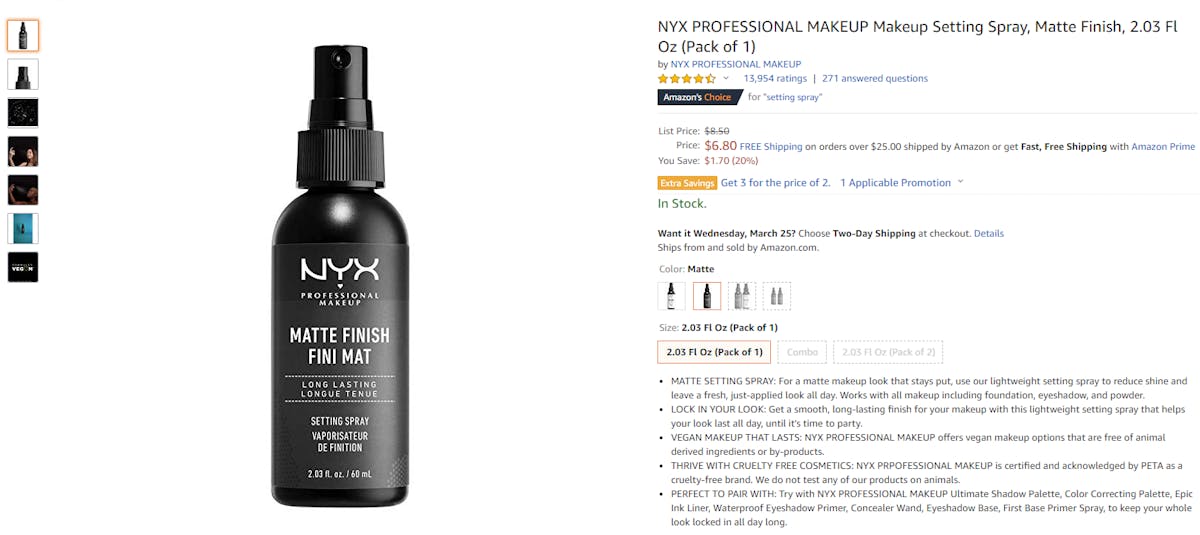 Amazon product listings