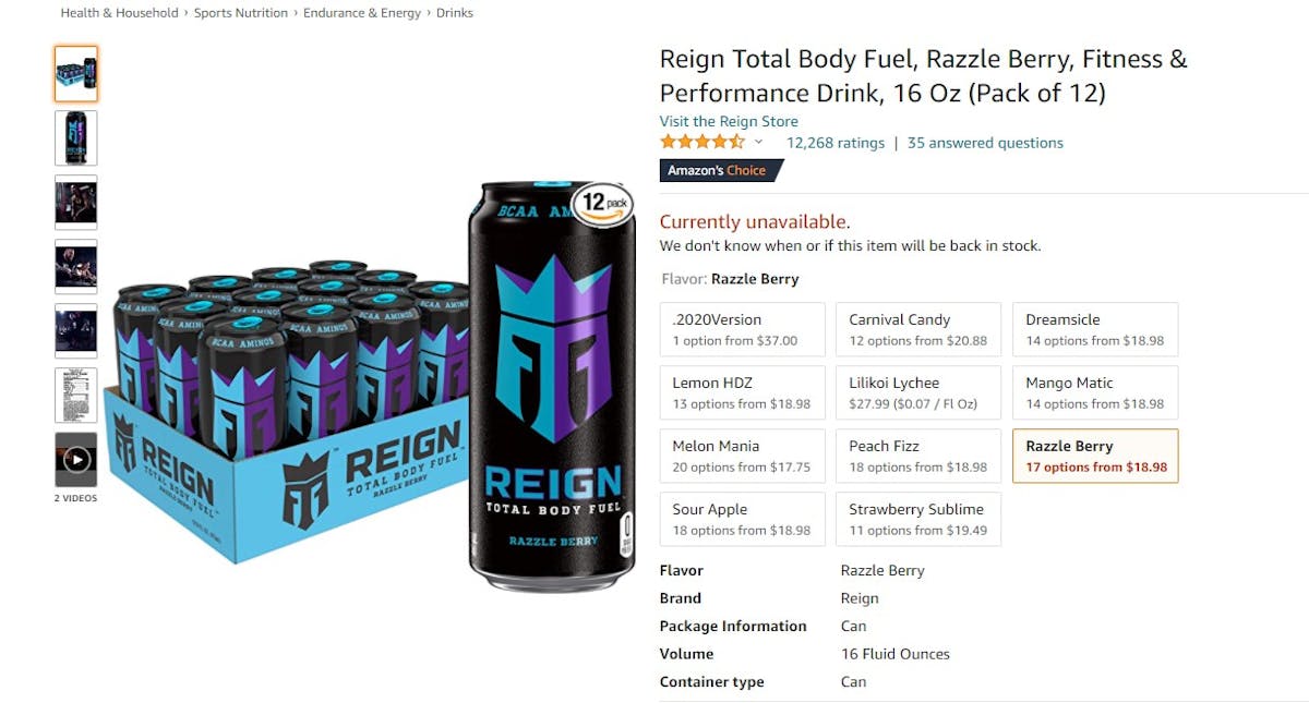 Amazon Best Seller Analysis: Energy Drinks