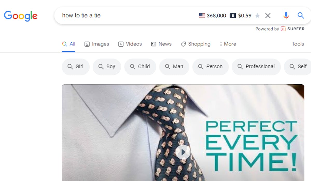 Information seeking keywords