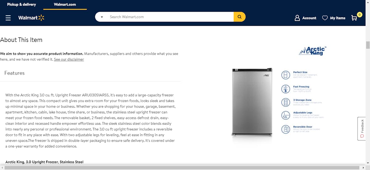 Walmart About This Item