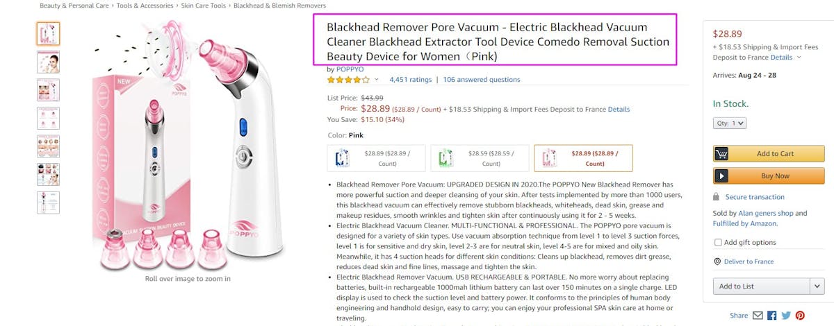 Amazon Product Listing