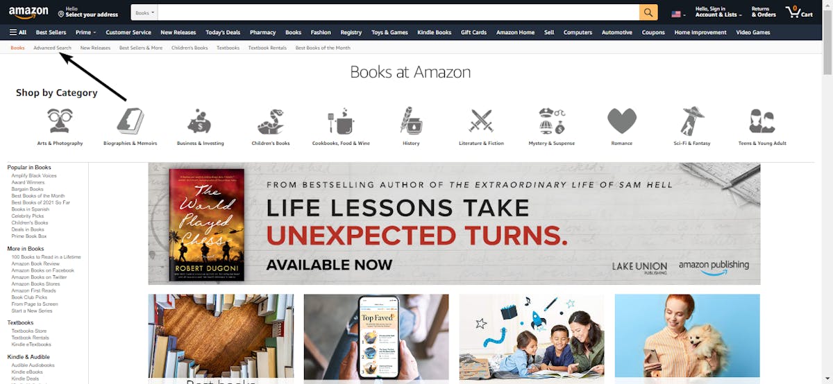 Where is Advanced Search on Amazon