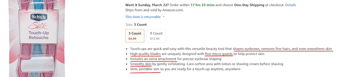 Amazon product listings