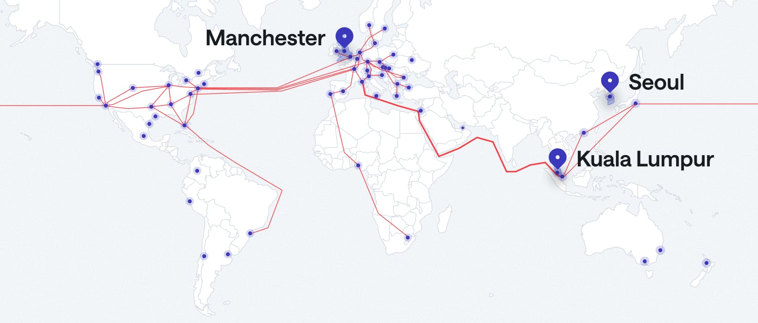 datapacket network map with the new locations