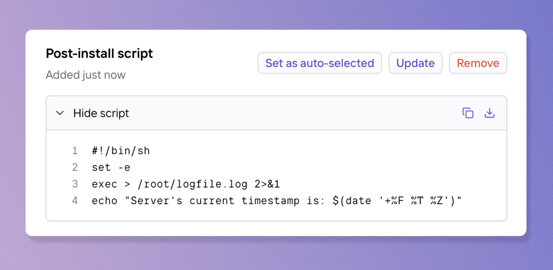 post-install scripts feature datapacket