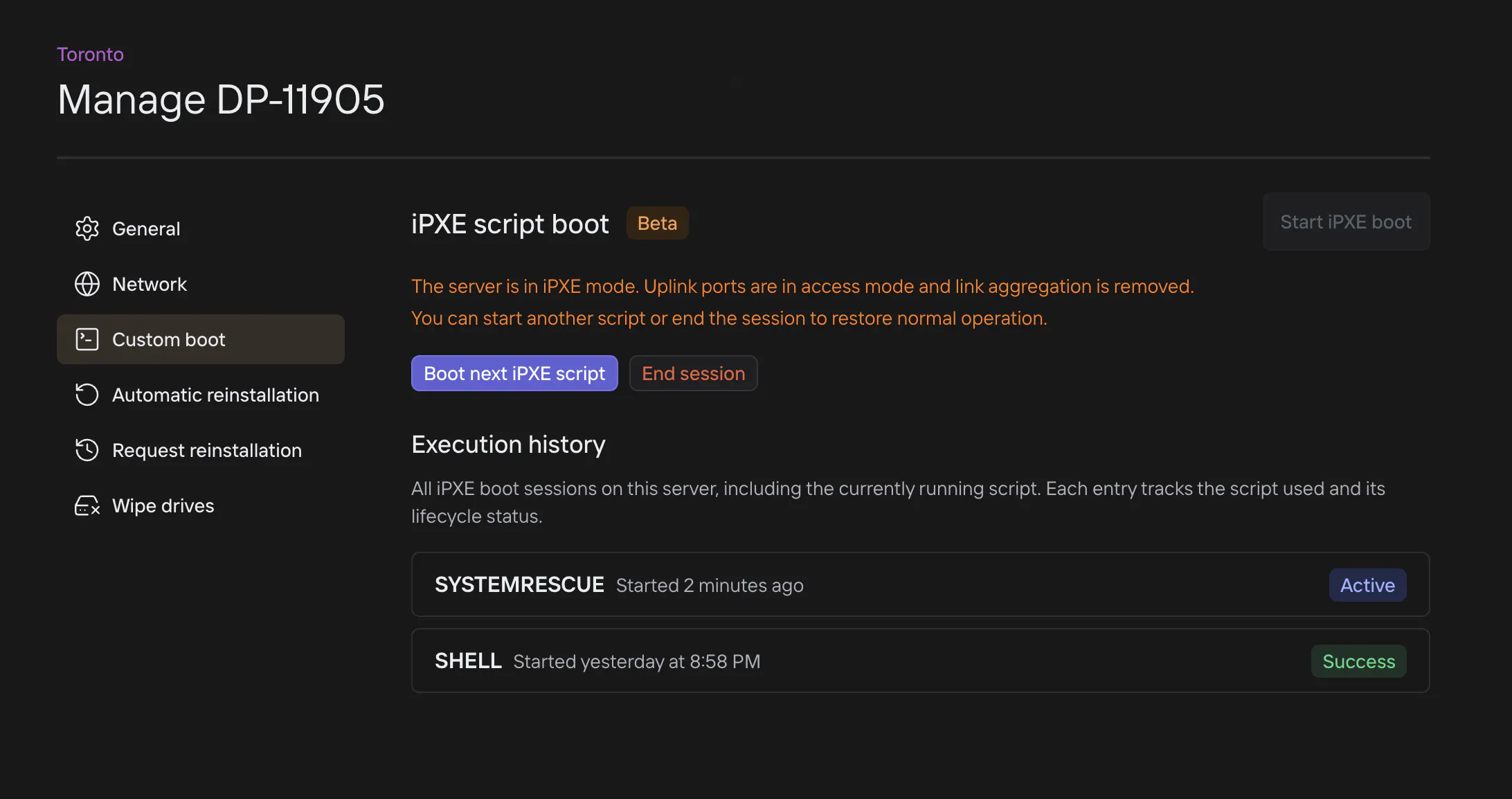 iPXE scripts beta DataPacket