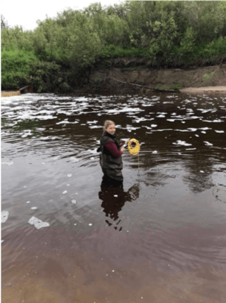 Person monitoring water in the Lesser Slave Watershed