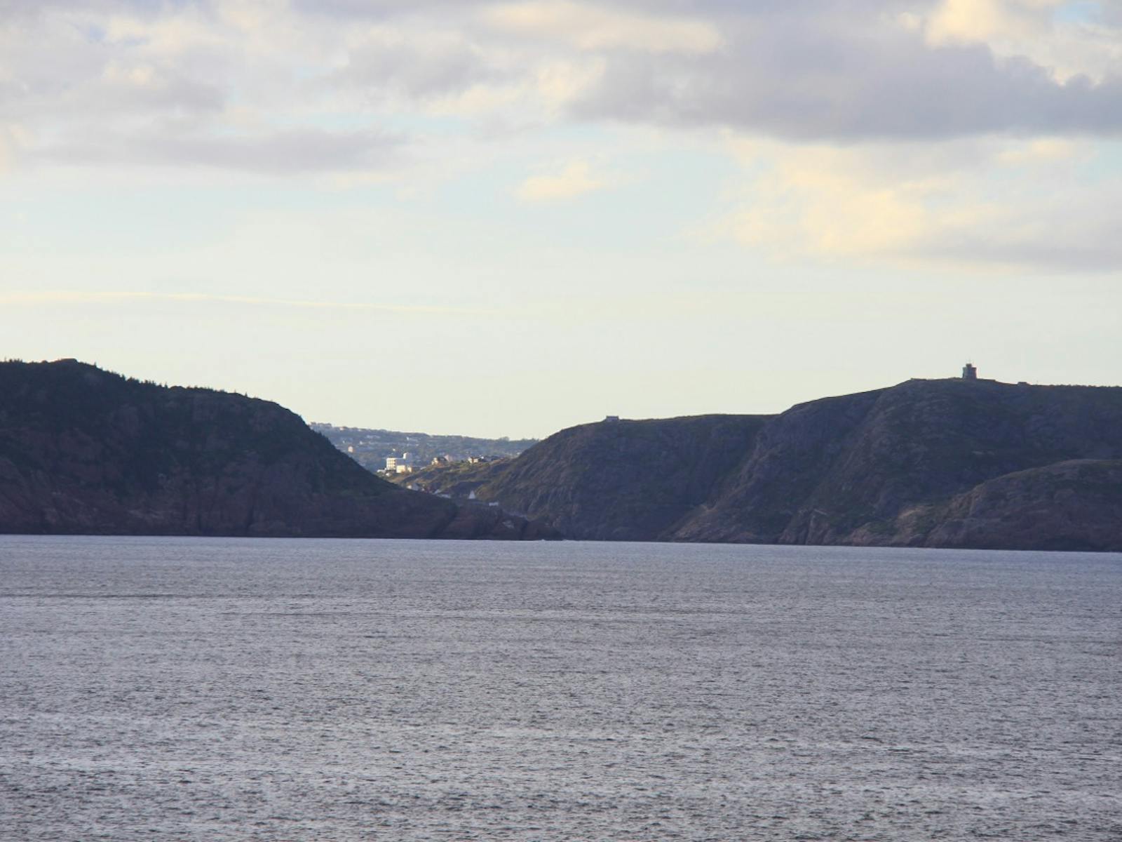 Mouth of the Saint John's Harbour in Newfoundland looking into the harbour from the ocean