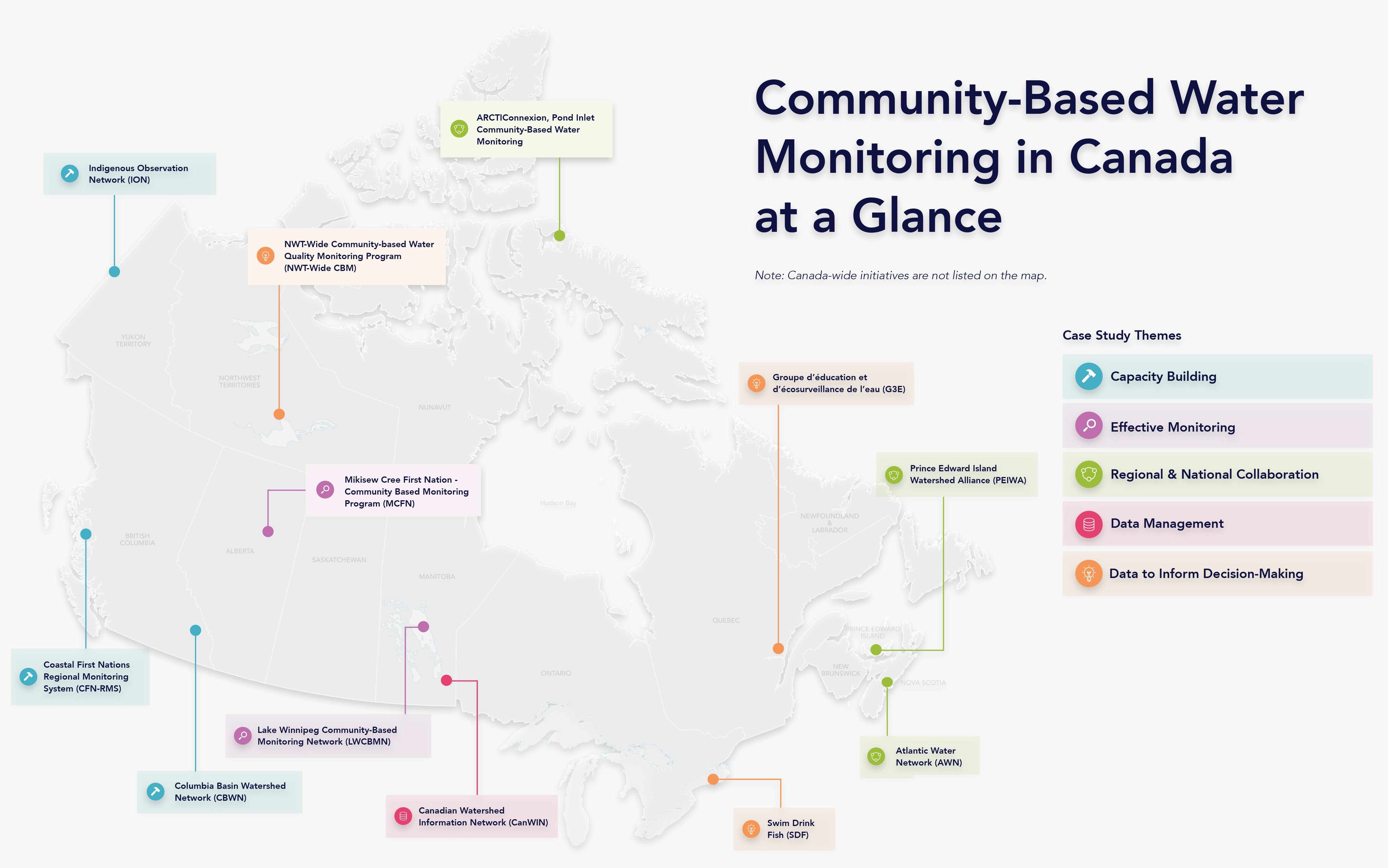 Community Based Water Monitoring in Canada at a Glance Map