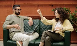 Man and Woman discussing using Datum Abstraction