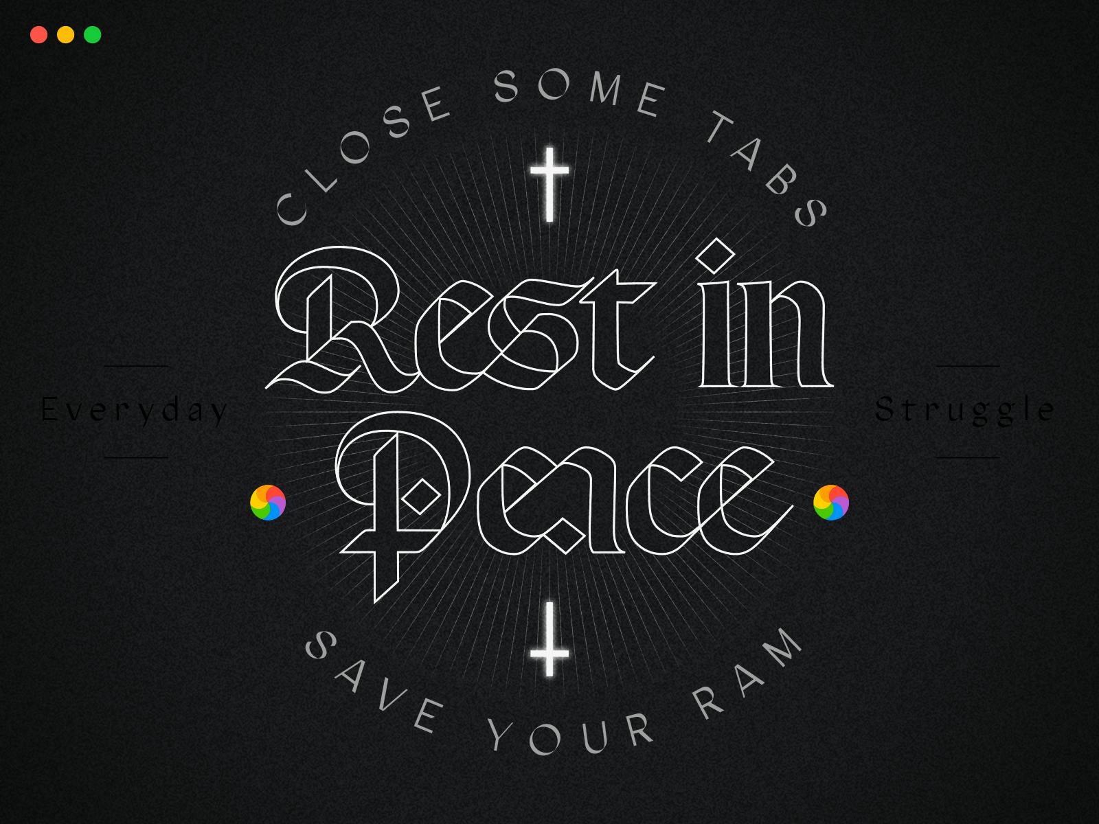 Rest in peace typography