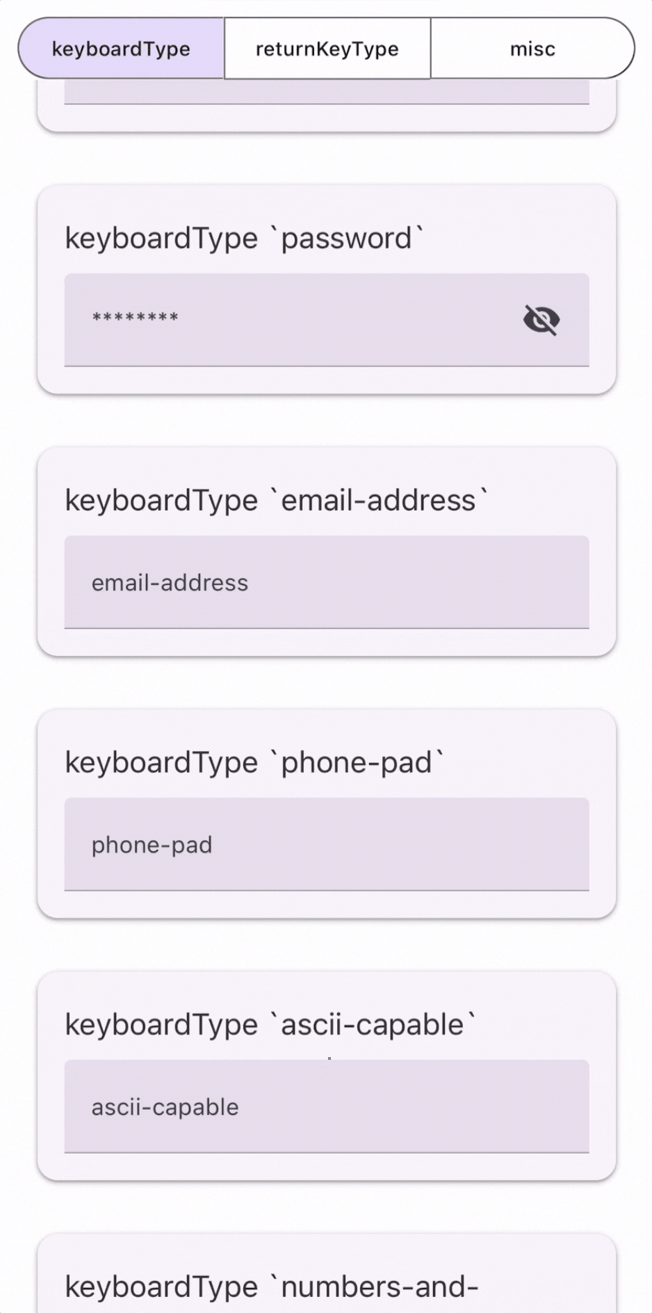 React Native TextInput autocomplete user email