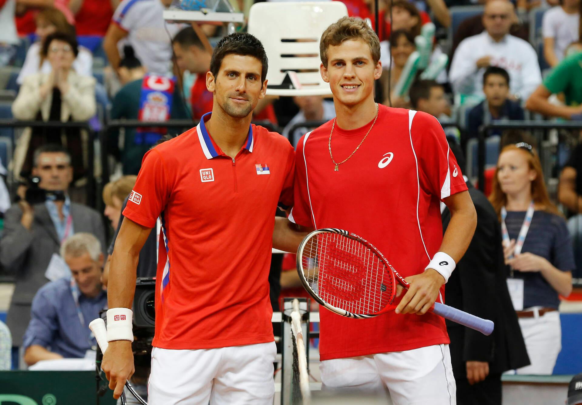 Novak Djokovic (SRB) and Vasek Pospisil (CAN) in 2013