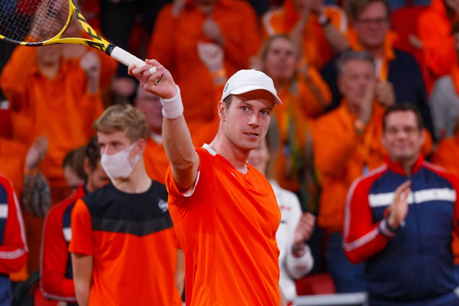 Botic van de Zandschulp during Davis Cup Qualifiers 2022