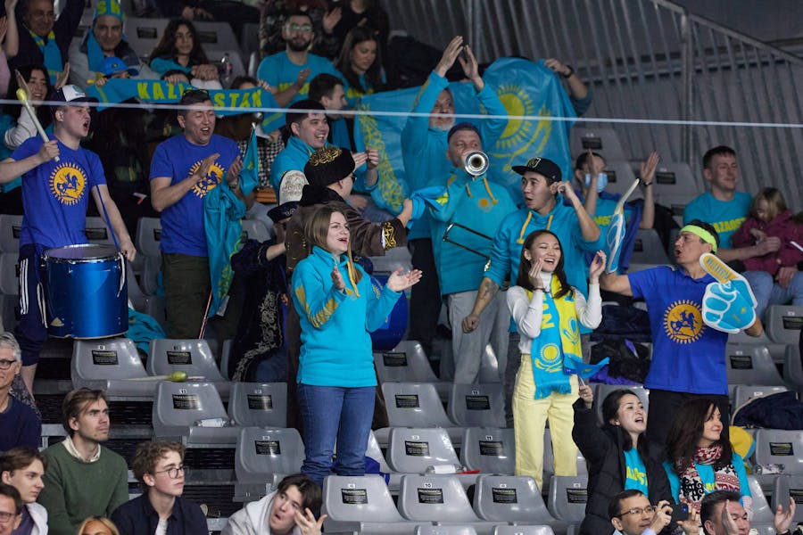 Kazakhstan fans at Qualifier 2022 against Norway in Oslo