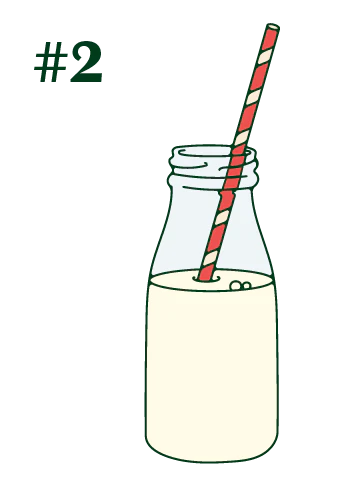 A bottle of milk with a red straw in it.