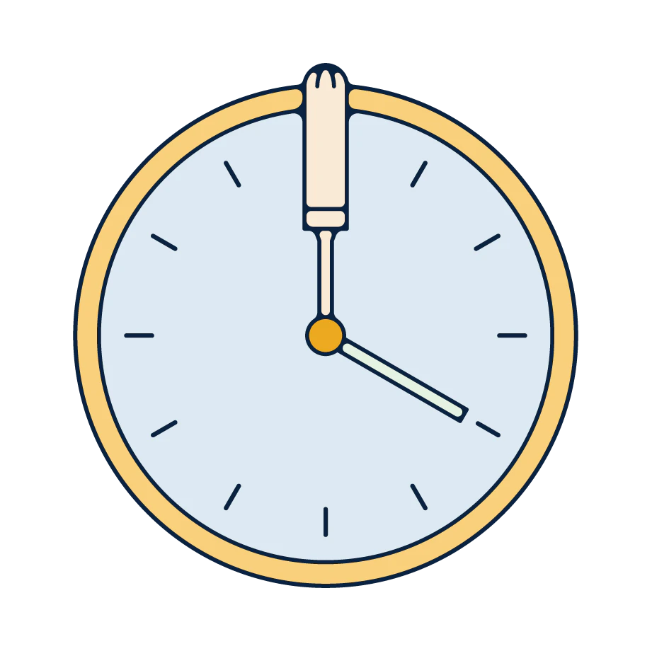 A clock with tampons instead of hands.