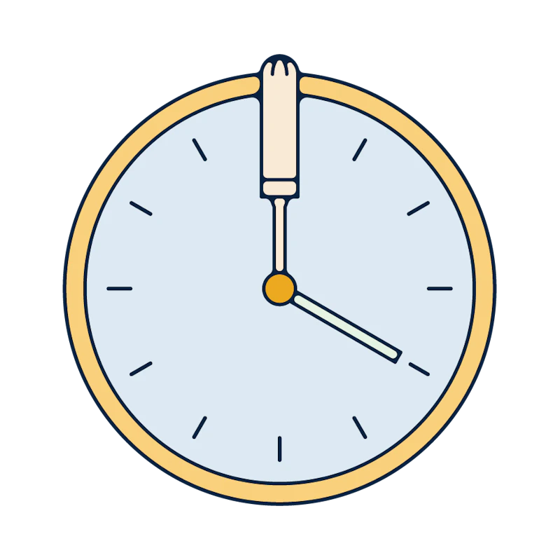 A clock with tampons instead of hands.