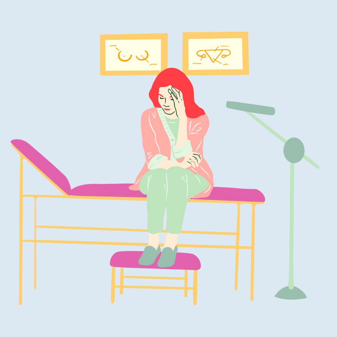 period-problems-woman-gp-office