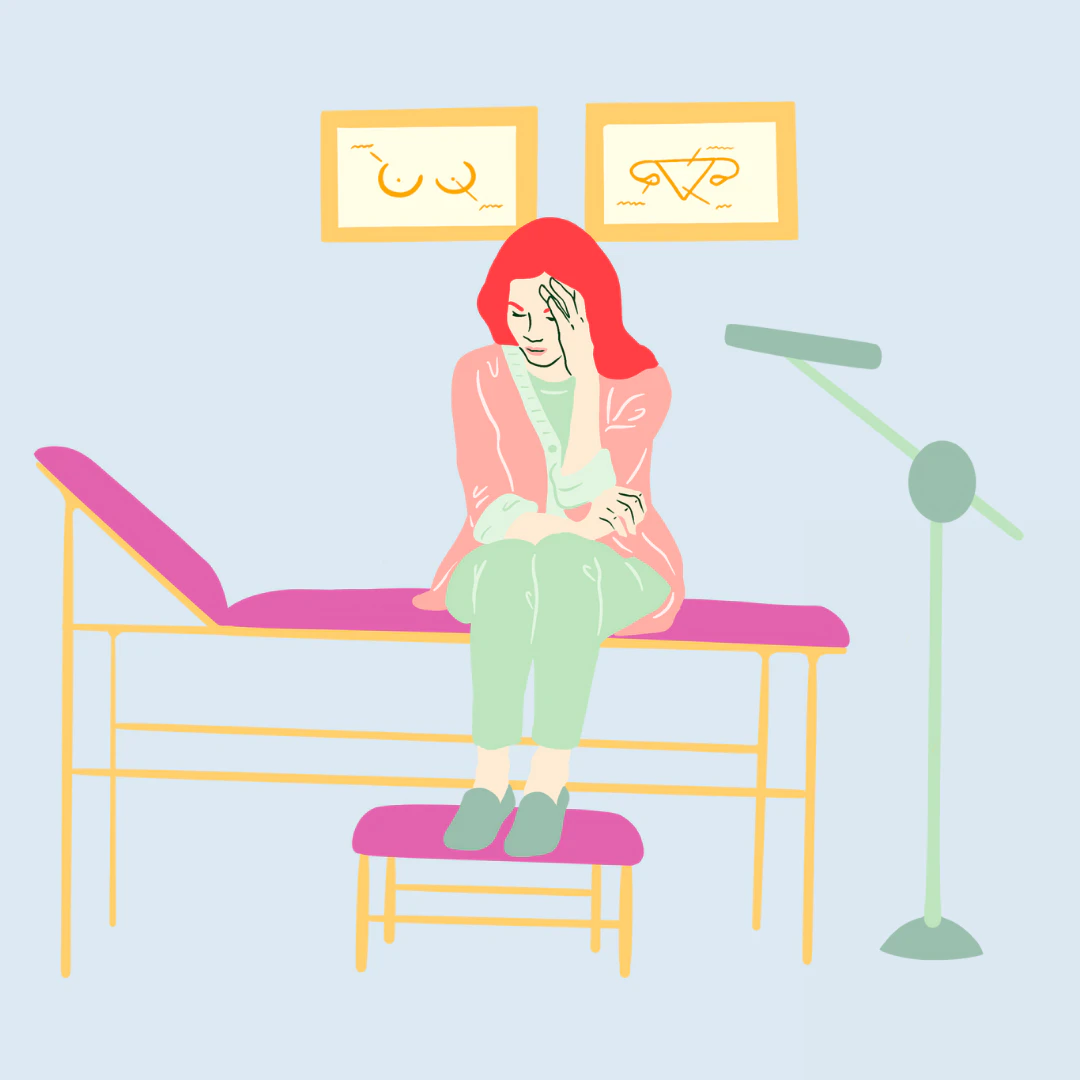 period-problems-woman-gp-office