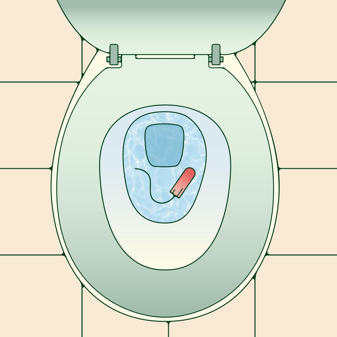 A floating tampon dropped in a toilet. 
