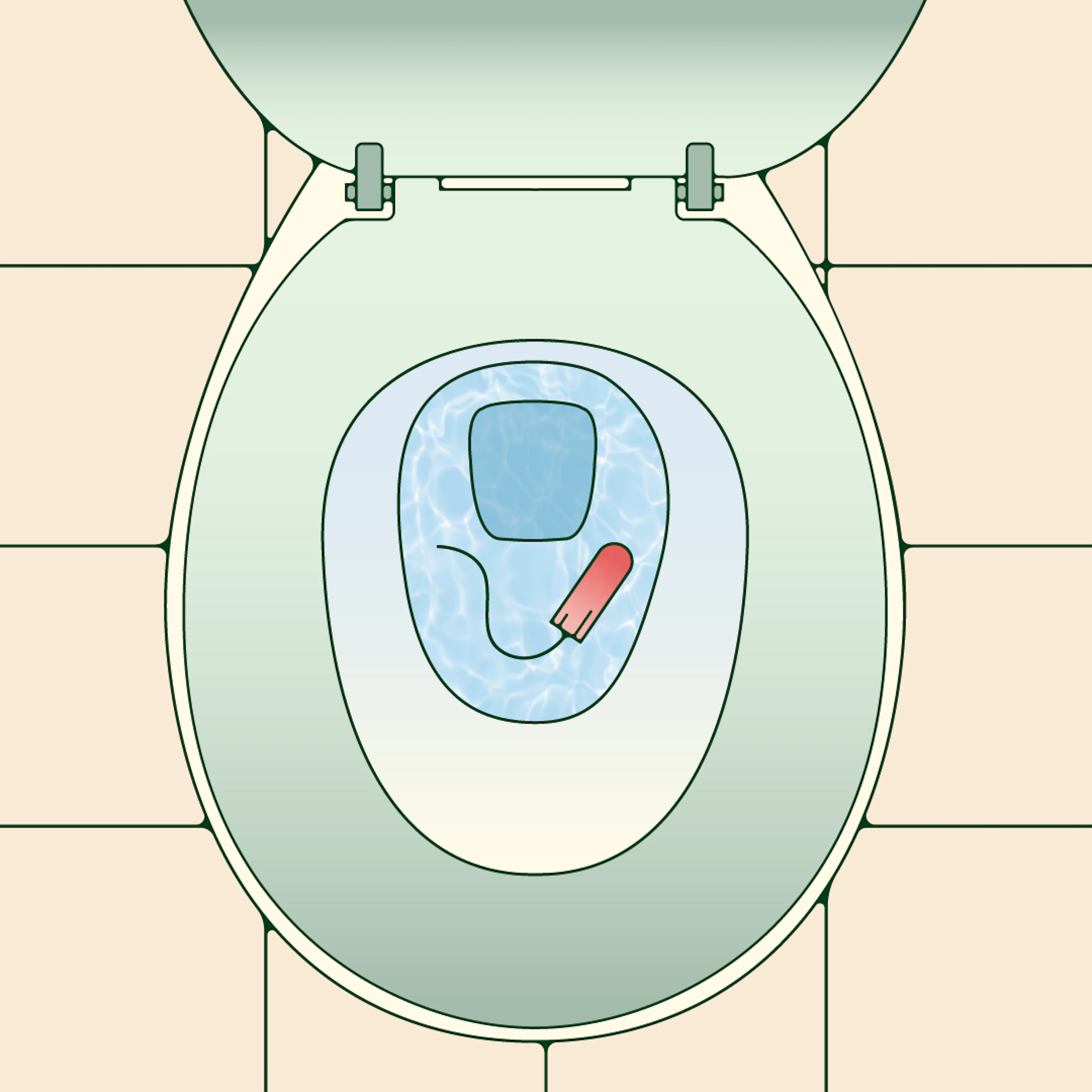 A floating tampon dropped in a toilet.