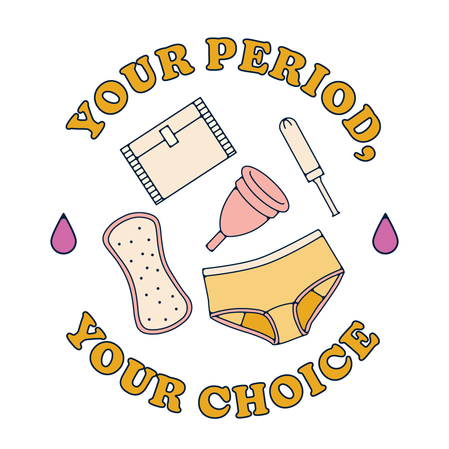 Different period care products shown next to each other. 