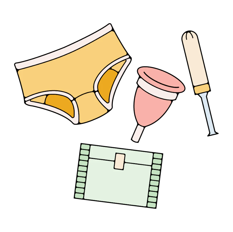 Different period care products.